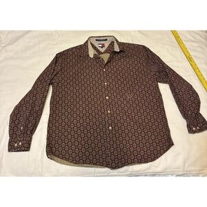 VTG Tommy Hilfiger Men's Shirt Large Pattern Preppy OxfordCore 90s Dark Academia